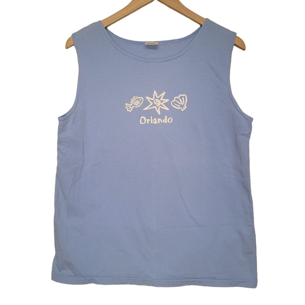 Retro Orlando Florida Tank Top Womens Large Baby Blue
